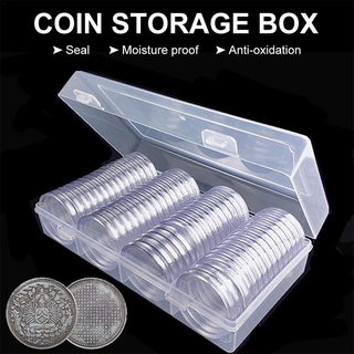 Caja de protección de monedas conmemorativa con cojín interior caja de almacenamiento de plata dólar protección caja redonda acerca de