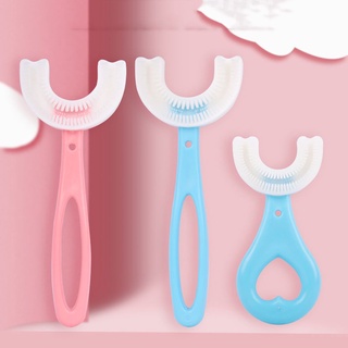 COMPASSIONATE Simple Cepillo de dientes en forma de U Suave Cepillo dental Cepillo de dientes para niños Conveniente Silicona Niños Manual Baby Un niño pequeño Cuidado oral/Multicolor (6)