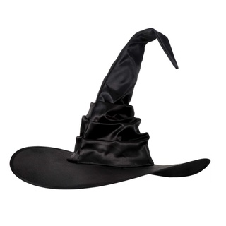 DAY Popular Angled Witch Hat Black Folds Wizard Hat Creative Witch Hat Halloween (7)
