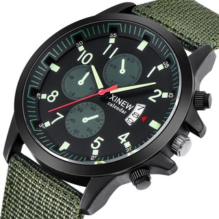 Xinew Reloj de pulsera deportivo luminoso para Hombre Reloj Hombre moda Nylon banda militar Reloj calendario Reloj Masculino (1)