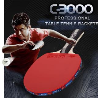 2 raquetas de tenis de mesa C-3000, empuñadura de espinillas potente de Ping Pong murciélago de 5 capas de madera hoja