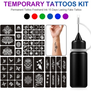 Kit De Tatuajes Temporales Permanentes Tatuaje De Tinta A Mano Y Plantillas De 15 Días De Duración Falso DIY Para Hombres Mujeres
