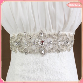 [bbui] vestido de novia vintage vestido de novia blanco bling rhinestone cristal faja cinturón