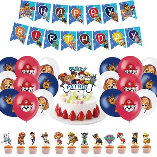 Paw Patrol tema feliz fiesta de cumpleaños decoraciones conjunto de decoración de tartas bandera de fiesta de cumpleaños suministros de alta calidad