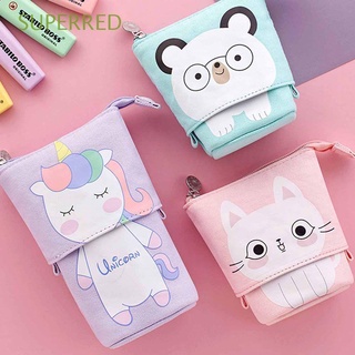 SUPERRED Fashion Pencil Case Cute School Stationery Pen Holder Creative Retractable Canvas Kawaii Large Capacity Cat Pattern Pen Case Bag