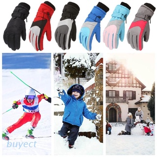 buyect niños niños invierno espesar caliente montaña snowboard esquí guantes a prueba de viento impermeable manoplas de dedo completo para al aire libre