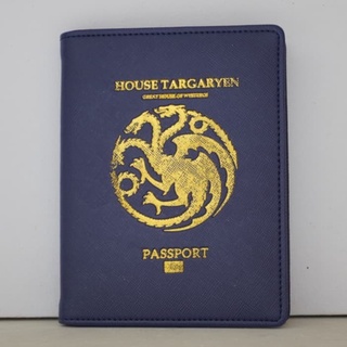 Cubierta de pasaporte - Game of Thrones House Targaryen 4 ranuras para tarjetas (azul)
