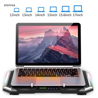 sto Adjustable Laptop Stand With Cooling Fans PC Notebook Riser Pad Portable Bracket RGB Light Effect for Gaming Notebook