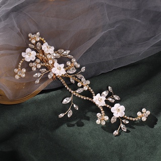 Novia boda flor peine de pelo perla joyería tocados perla peines laterales novia corte de pelo accesorios decorativos (6)