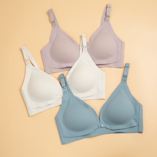 Breathable Wireless Pregnant Women's Front Open Buckle Feeding Bra Solid Color Maternity Nursing Bra with Removable Pads