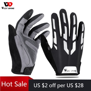 west biking guantes de ciclismo de dedo completo para pantalla táctil de verano transpirable guantes mtb bicicleta deportes motocicleta hombres mujeres guantes