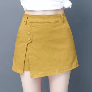 Pantalones cortos casuales, faldas de cintura alta de verano, la nueva versión coreana de los pantalones de pierna ancha era una falda de falda delgada de dos piezas (1)