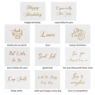 emisión 50pcs diy escritura a mano tarjetas de mensajes boda fiesta oro estampado blanco tarjeta de felicitación 6x8cm feliz cumpleaños regalo decoración diseño simple gracias (2)