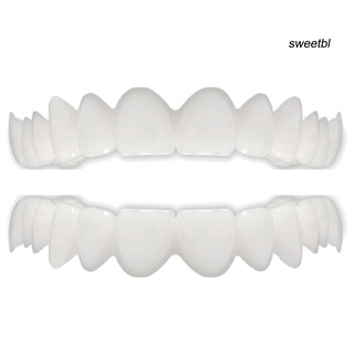 SW 2 piezas de silicona simulación superior inferior dientes dentadura blanqueamiento falso cubierta dental (8)