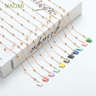 NAOMI Trend Neck Strap Simple Butterfly Metal Glasses Chains Women Non-slip Colorful Bead Temperament Alloy protection Hanging Rope