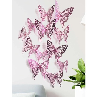 Set de pegatinas 3D forma mariposa para decoración • 12 piezas