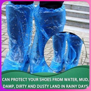 Cubiertas de zapatos desechables azul zapatos de lluvia y botas cubierta de plástico larga cubierta de zapatos transparente impermeable antideslizante Overshoe