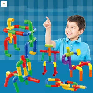 Colorful Water Pipe Building Blocks for Children Kids DIY Assembling Tunnel Block Model Toys