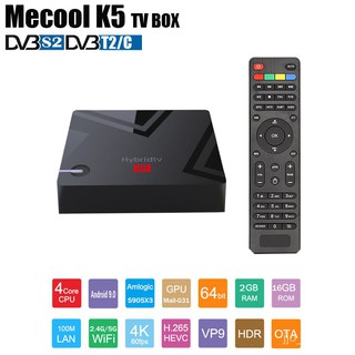 Mecool K5 Tv Box DVB S2/T2/C H.265 2GB + 16GB 4K soporte Youtubeflix