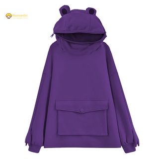 romantico01.mx Soft Hooded Sweatshirt Frog Shape Loose Pullover Hoodie Above Knee Outwear