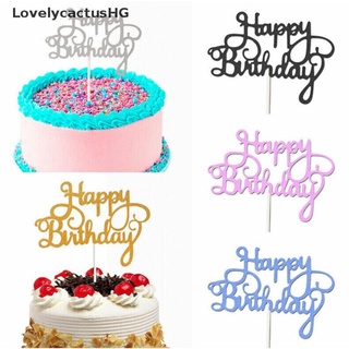 [LovelycactusHG] 10pcs Glitter Paper Cake Topper Cupcake Birthday Party Happy Birthday Decor Recommended