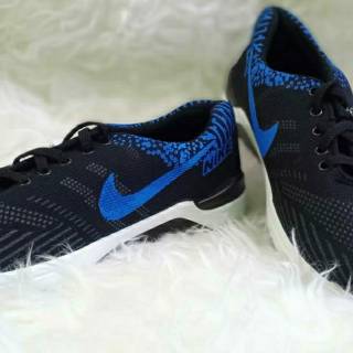 Azul lista negro zapatos de hombre