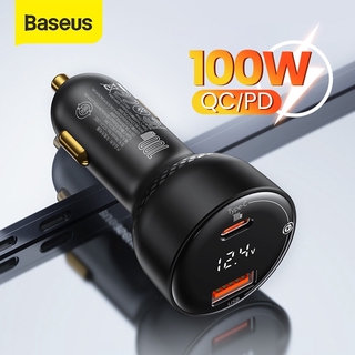 Baseus PD 100W USB Car Charger QC4.0 QC3.0 Type C USB Auto Charger Fast Charging For iPhone Android Mobile Phone