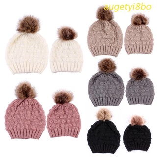 augetyi8bo 2 PCS Matching Knitted Hats for Parent Kid in Solid Color Multiple Color Option