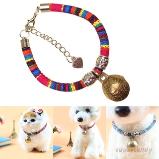 collar de correa para mascotas con campana grande colorido estilo étnico gatito cachorro collares para gatos perros