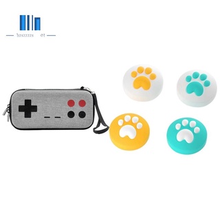 Para Nintendo Switch bolsa de almacenamiento Mini funda protectora con tapas de Joystick de silicona, linda garra de gato analógica