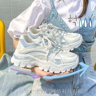 Las mujeres de la plataforma zapatillas de deporte aumentar 5 cm de las mujeres s zapatos transpirables estudiantes todo-partido Harajuku estilo blanco zapatillas