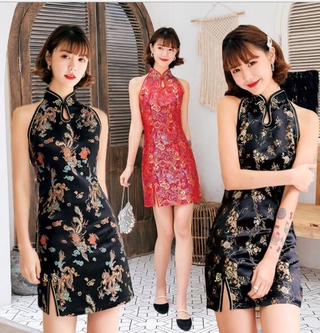 CNY Chinese New Year Cheongsam Dress Qiapao Women's Retro Cheongsam Summer Short Dress Fashion Plus Size Women's Clothing M-3XL #3