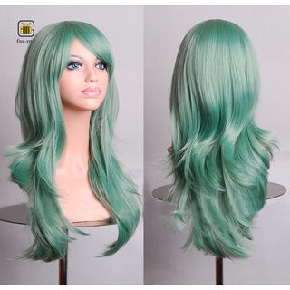 Women's Fashion Wig Curly Hair Wigs With Bangs Long Curly Hair Green Curly Hair