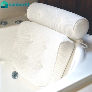 1 almohada de baño de malla 3D transpirable suave con ventosas para cuello, espalda