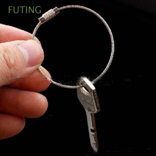 FUTING for Camping Keyring Men Stainless Steel Key Holder Keychain Jewelry Outdoor 10pcs Hiking Locking Key Chain/Multicolor