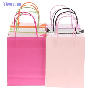 Yiwuyuan - bolsas de papel de Color sólido para fiestas, bolsa de Kraft con asas reciclables, bolsa de regalo de cumpleaños (7)
