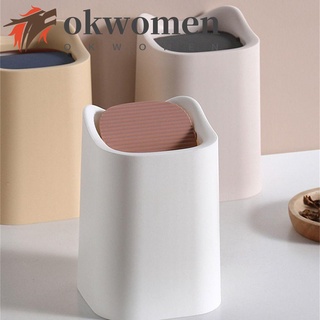 okwomen mini papelera puede con tapa de almacenamiento de basura de escritorio papelera portátil dormitorio sala de estar cocina papelera papelera papelera