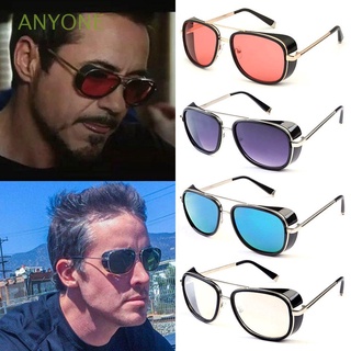 ANYONE Ropa de moda IronMan 3 gafas de sol Uv400 Gafas de sol para hombres y mujeres Gafas de sol de Tony Stark Lente de gradiente Cubierta Retro Marco metálico Gafas de sol cuadradas