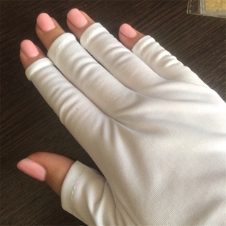 Guantes UV blancos para arte de uñas / Guantes UV para arte de uñas con guantes para dedos