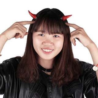 brroa Cosplay Devil Hair Clips Ox Horn Headwear for Halloween Party Devil Horn Hairpin Evil Queen Headpiece Party Supplies