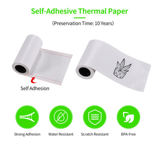 Ready Stock 5 Rolls Self-Adhesive Thermal Paper Roll White Sticky Paper BPA-Free 57x30mm without Backing Paper for PeriPage PAPERANG Poooli Phomemo Pocket Thermal Printer (2)