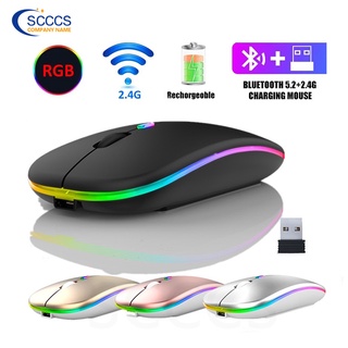 Mouse Inalambrico Recargable 2.4G Ultra Delgado Silencioso RGB LED Retroiluminado Para PC/Laptop Raton Inalambrico (1)