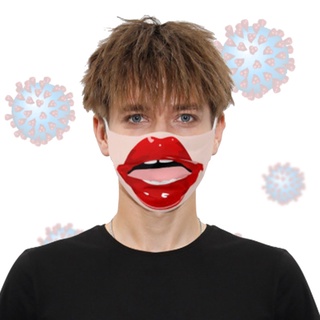 lu mujeres hombres a prueba de polvo protector boca máscara divertida grandes labios rojos 3d impresión digital lavable reutilizable a prueba de viento fiesta al aire libre decorativa cubierta facial