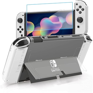 Funda para Nintendo Switch OLED modelo 2021, Ultra-delgada cubierta de PC dura todoterreno carcasa protectora para consola NS OLED y Joycon con Protector de pantalla de cristal