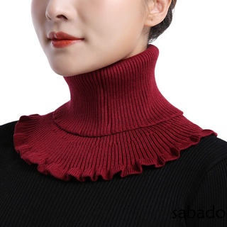 sabadowomen - collar falso de color sólido para otoño/invierno, hilos de lana de cuello alto (5)