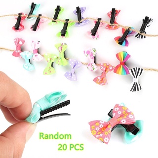 Panjj 20 pzas/Set Estilo aleatorio color caramelo nuevo regalo para bebés diademas para niños con moño De dibujos Animados mixtos para niñas pinzas para el cabello (7)