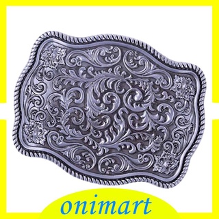 [onimart] moda occidental vaquero antiguos hombres cuero hebilla de cinturón floral grabado metal