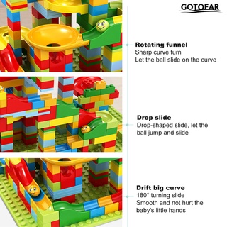 gotofar 168Pcs bloques de construcción juguete pista de carreras bola ABS giratorio embudo diapositiva ladrillo de dibujos animados bola Slideway partícula de inserción de juguete niños regalo (6)