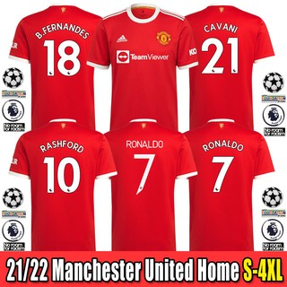 (Listo stock) Manchester United Home Shirt 2021-2022 Fútbol 21/22 Manga Corta Talla S-4XL Hombre fans jersey