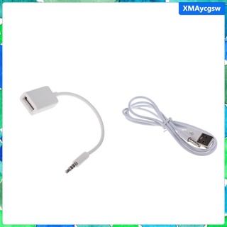 [xmaycgsw] convertidor de 3,5 mm macho a USB 2.0 hembra + conector de Audio auxiliar macho de 3,5 mm a USB 2.0 macho de carga y Cable de datos para iPod MP3 MP4 (3)